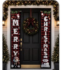 Merry Christmas Door Banner Flag Hanging Porch Sign Party Decor Xmas 12  x70.5  