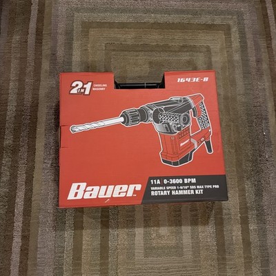 2in1 CHISELING MASONRY BAUER 1-9/16 SDS max Type Variable Speed Rotary Hammerkit