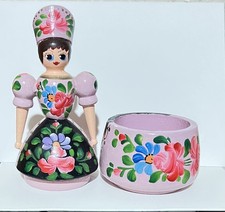 Traditional hand painted wooden pot doll 5"/13cm tall from Prague