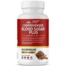 Blood Sugar Support Supplement – Cinnamon, Chromium, ALA, Gymnema – 30 Caps