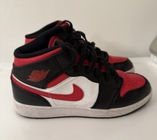 Nike Air Jordan 1 Mid GS Black Fire Red White Size 6Y