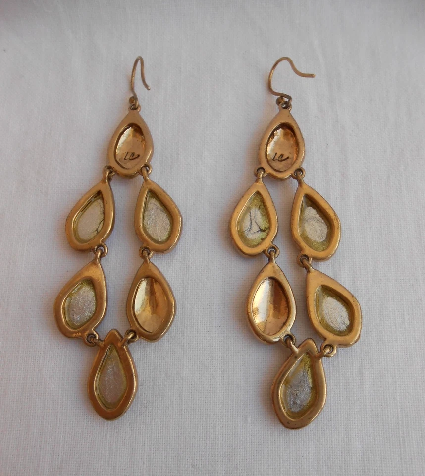 ORECCHINI firma LC LIZ CLAIBORNE per fori nei colori ambra/marrone/giallo - Immagine 3 di 4