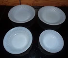 4 Vintage Fire King Delphite Blue Swirl Bowls