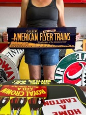 Vintage Old Style Sign American Flyer Train NOT Porcelain Made in USA 25x8