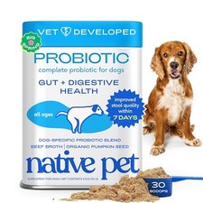 Native Pet Probiotics for Dogs - Gut  Digestive Health, 6B CFUs, Vet-Formulated