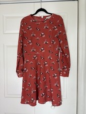 Ann Taylor Loft Red Long Sleeve, A-Line, Knee Length Dress Sz 6