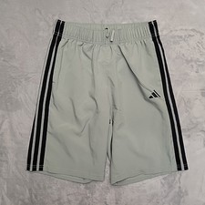 Adidas Shorts Boys XL Grey HCM046 3-Stripe Performance Activewear Athletic