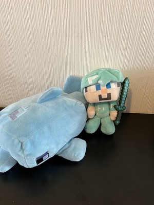 Minecraft weiches Plüsch Konvolut Delfin und Steve mit drehbarem Kopf und Gliedmaßen