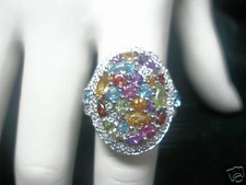 STERLING SILVER GENUINE MULTI GEMSTONE RING