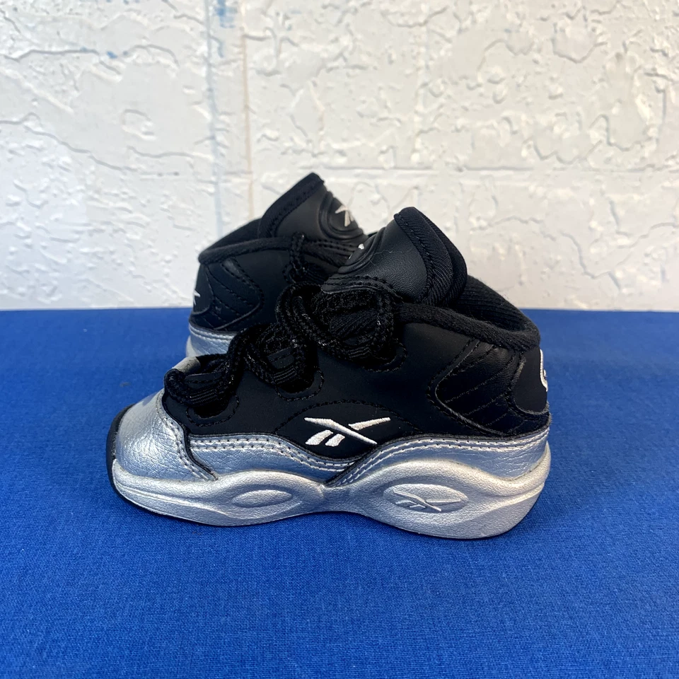 Reebok Sneakers Toddler Sz 5 Question Mid Iverson Black Silver Basketball Shoes - Image 4 of 4