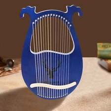 New Lyre Harp,16 Metal String Harp Solid Wood Mahogany with Tuning Wrench Gift