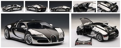 ミニカー Bugatti EB Veyron 16.4 Sang Noir AUTOart Bugatti EB Veyron 16.4 Sang Noir in Black in 1:18 Scale by