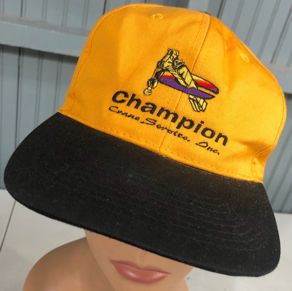 Champion Cranes Services VTG Yellow Snapback Baseball Cap Hat