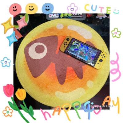 Splatoon 3 Fish Ball Cosplay Circular Carpet for Home Living Room Bedroom Sofa
