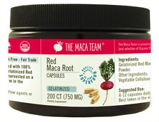 Gelatinized Red Maca Root Capsules - Certified Organic, Fair Trade, GMO-Free