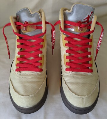 Nike Off-White Jordan 5 Sail Fire Red  Size 11 With Box