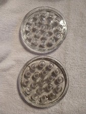 SET OF 2 VINTAGE CLEAR GLASS FLOWER FROGS - 19 HOLES