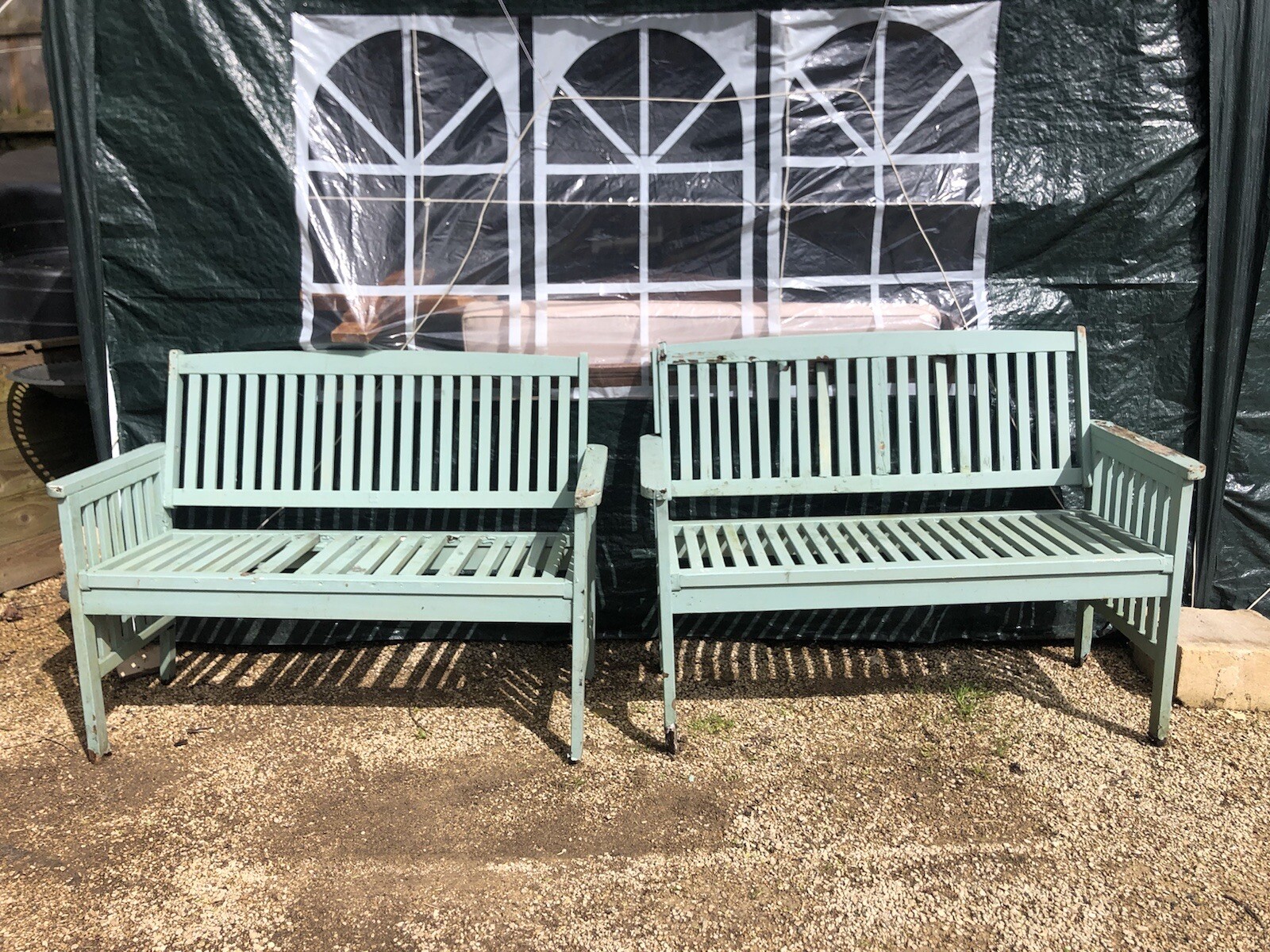 Pair of Forest wood Hand Painted garden benches eBay