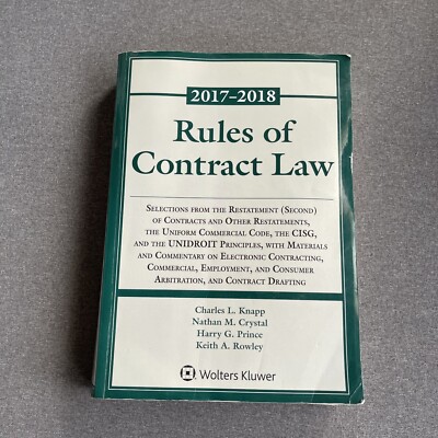 Rules of Contract Law, 2017-2018 Statutory Supplement by Charles L. Knapp