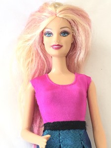 barbie with pink streak in hair