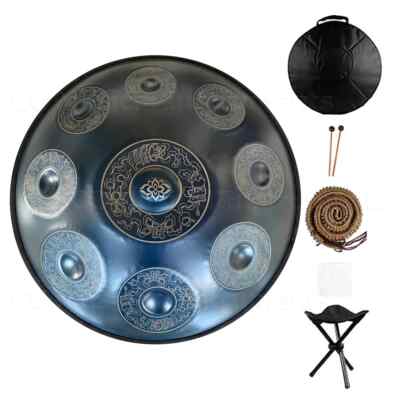 Handpan Drums 22 Inches 9 Tones D Minor Steel Hand Drum with Soft Hand Pan Bag