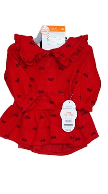 Baby Girl Two Piece 3-6 Months Dress With Footed Tights