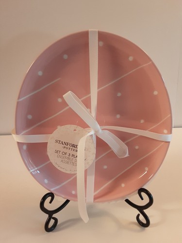 New Stanford Hill Pottery Easter Egg Shaped Appetizer Dessert Plates Set Of 3
