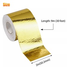 2 33ft Gold Intake Heat Reflective Tape Wrap Self Adhesive High Temperature