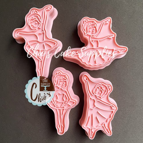 Ballerina / Ballet Cookie Cutter With Stamp 16 pieces Set, 8 cutters + 8 stamps - Picture 3 of 7