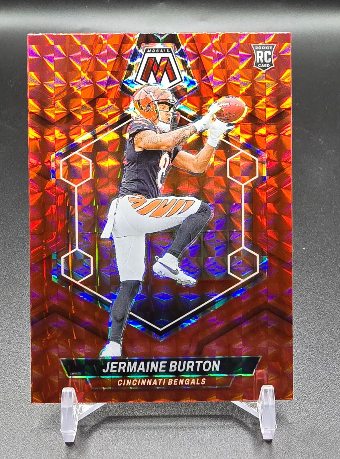 2024 Panini Mosaic Jermaine Burton #366 Rc Rookie Red Mosaic Bengals