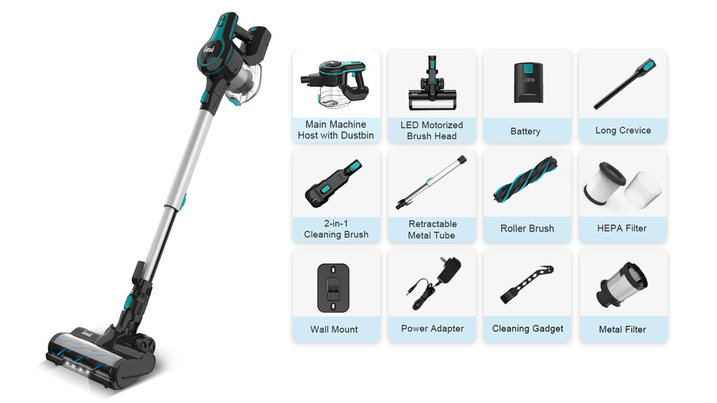 INSE S610 25Kpa Cordless Handheld Stick Carpet Floor Pet Hair Vacuum