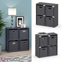 Raumteiler Standregal BüCherregal 4 FäCher Tetra Grau Hochregal Faltbox Vicco
