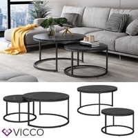 Couchtisch Montreal Schwarz Marmor-Optik 77 X 40 Cm Wohnzimmertisch 2Erset Vicco