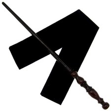 15" Hand Turned Time Turners Teak Wood Magic Wand Witch Wizard w/Free Velvet Bag