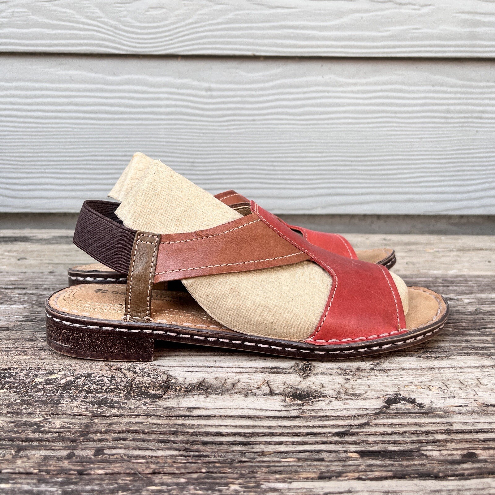 APL Sandali donna Naturalizer Ringo rosso multicolore in pelle con cinturino a T 7 5M