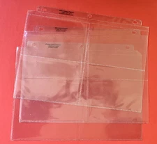 100 clear PPV album pages~fits 3-ring binder~4 3x5 pockets photos/cards~archival