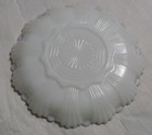 VTG white milk glass egg plate with gold trim 9.5" — photo 4