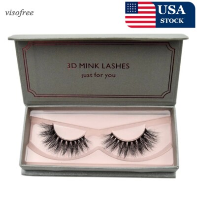 Natural Long Mink Eyelashes 1 pair 3D False Eyelashes Full Volume Mink Lashes US