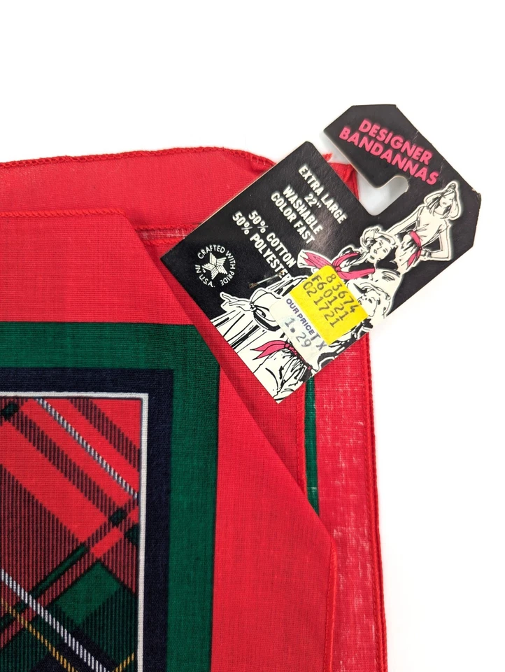 ¡NUEVO CON ETIQUETAS! Pañuelo de Navidad Hav-A-Hank vintage 22" x 22", hecho en EE. UU., algodón/poliéster Foto 3 de 4