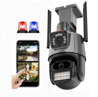 Dual Lens HD 4K WiFi IP Camera Wireless Outdoor CCTV PTZ Home Security IR Cam