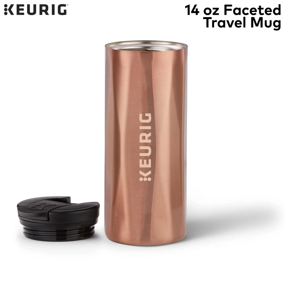 Keurig 14 oz Copper Faceted Travel Mug Double Walled Vacuum Sealed - Image 2 of 4