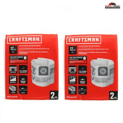 4 Craftsman Wet Dry Shop Vac 12 Gallon Fine Drywall Dust Bags NEW eBay