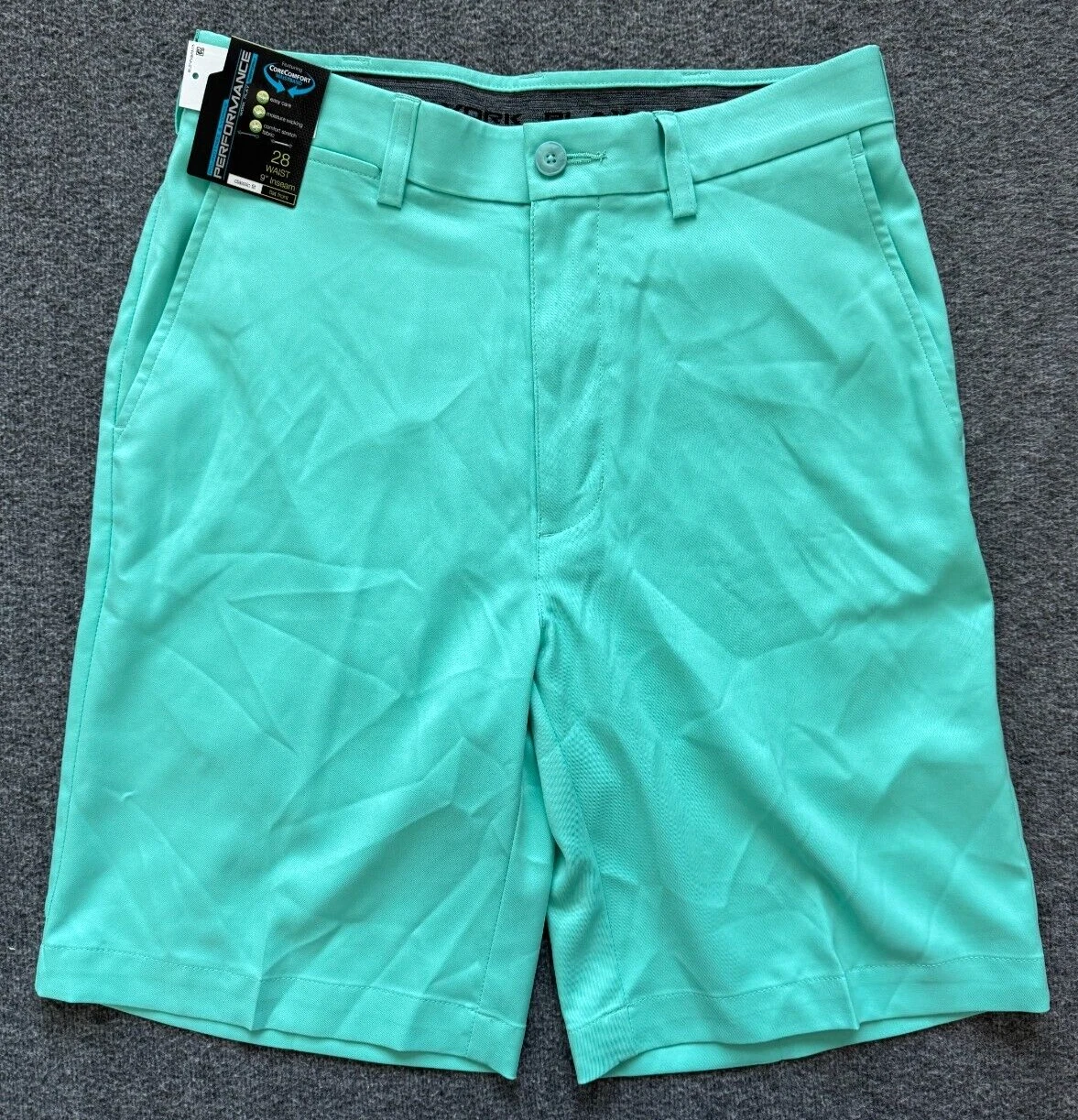 NWT Roundtree & Yorke Performance Shorts Men's 28 Pool Blue Stretch Chino Golf L