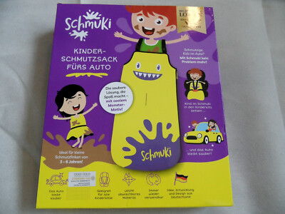 SCHMUKI Kinderschmutzsack fürs Auto Monstermotiv gelb NEU 