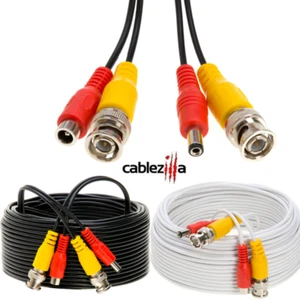 Siamese Cable For CCTV Security Camera BNC DC Power/Video Wire Black/White LOT