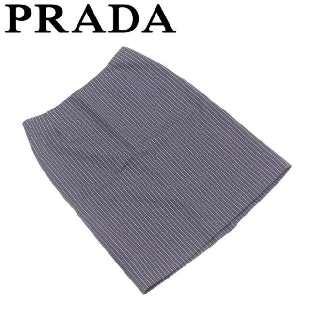 Prada Womens Tight Skirt Gray Black Stripe 38 Size Genuine