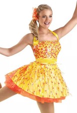 Dance Costume Small Adult Yellow Weissman 5668 Tap Jazz Musical Feathers Sequins