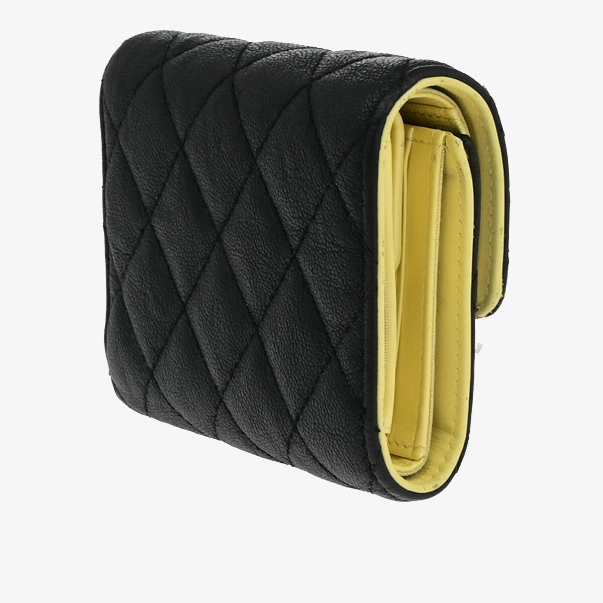 CHANEL CC Logo Matelasse Trifold Compact Wallet Leather