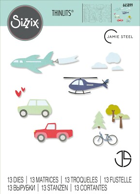 New Retired Sizzix Thinlits Transport Collection 14pc #665899 Retail $24.99