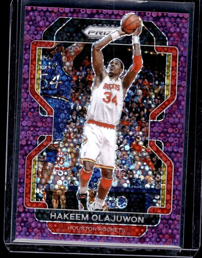2021-22 Panini Prizm Hakeem Olajuwon /75 Purple Disco Rockets